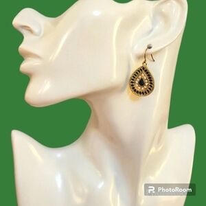 3/$30 Emerald Rhinestone Byzatine Teardrop Dangle Hook Earrings